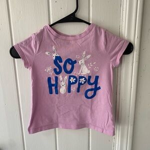 Carter's Pink Tee with Blue "So Happy" Bunny Graphic